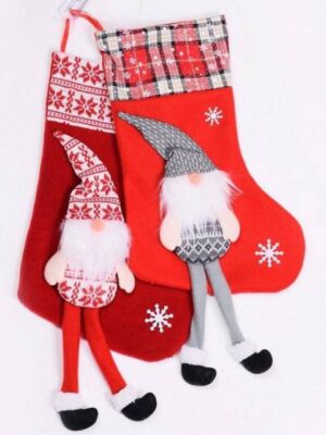 Kinekus Ponožka vianočná ozdoba 25x50 cm Santa s visiacimi nohami mix