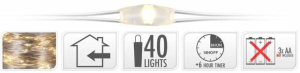 Kinekus Svetlo vianočné 40 LED teplé biele