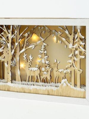 Kinekus Obraz vianočný príroda LED 30x6x22 cm drevo