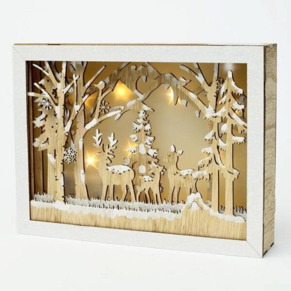 Kinekus Obraz vianočný príroda LED 30x6x22 cm drevo