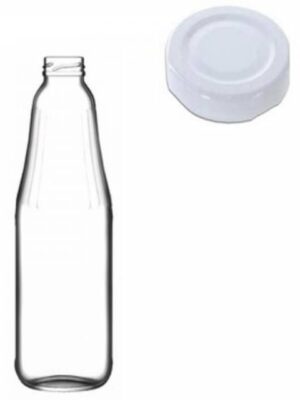 Kinekus Fľaša na mlieko/sirup sklo 1000ml biele viečko