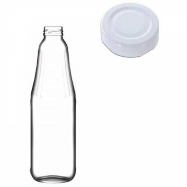 Kinekus Fľaša na mlieko/sirup sklo 1000ml biele viečko