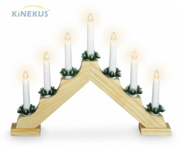 Kinekus Svietnik vianočný elektrický 7 sviečok drevo