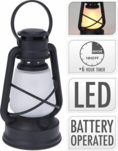 Kinekus Lampáš svietnik LED 22 cm dizajn petrolejka čierny