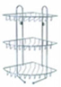 Kinekus Polička kúpeľňová 3 poschodová drôt rohová chróm 17x17x43cm